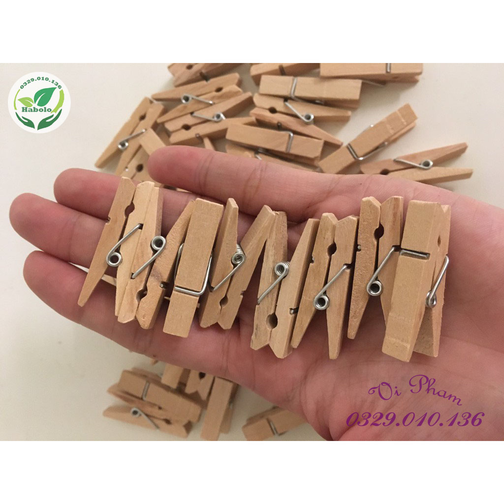 Bịch 50 kẹp gỗ trang trí, treo ảnh mini.