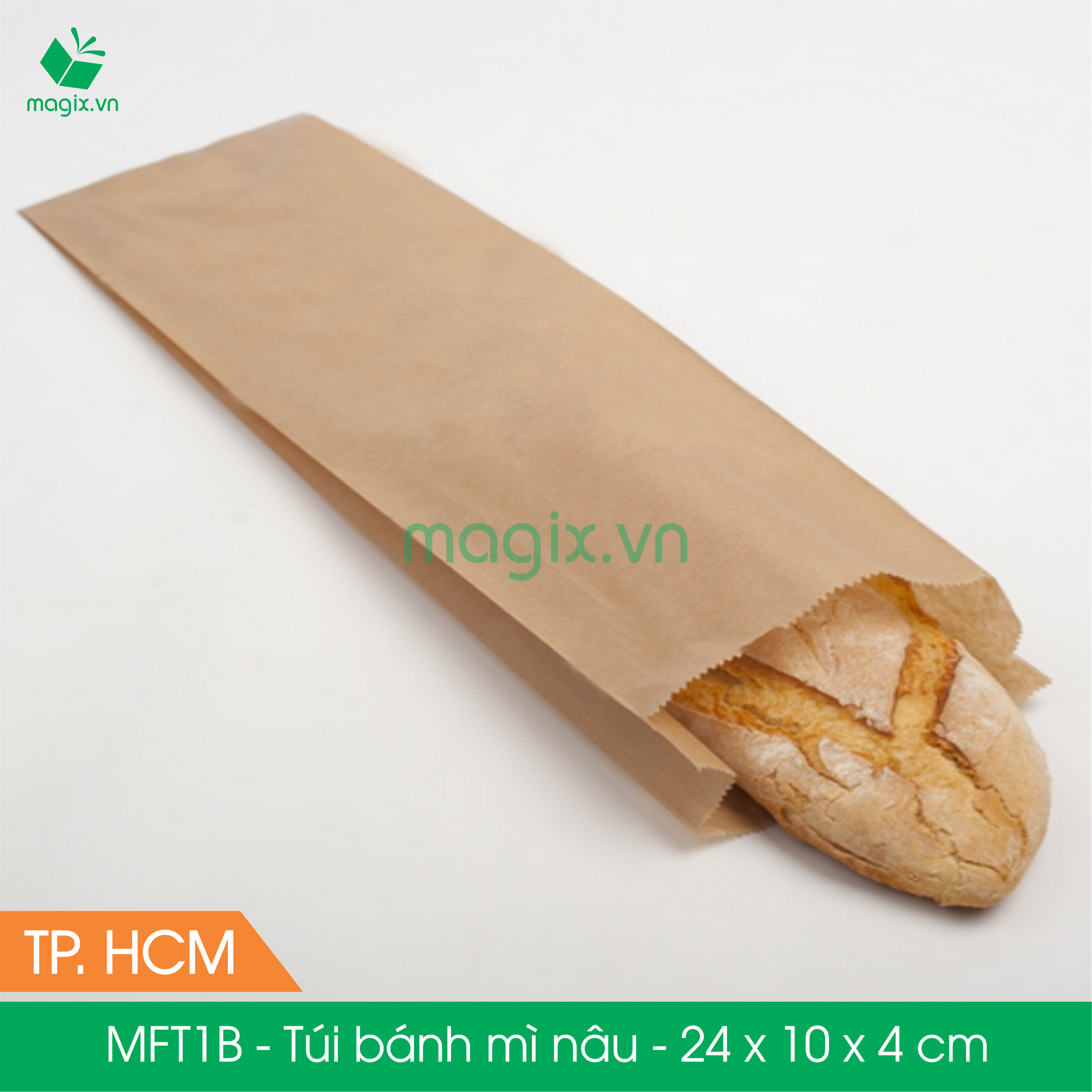 MFT1B - 24x10x4 cm - 500 Túi giấy bánh mì nâu