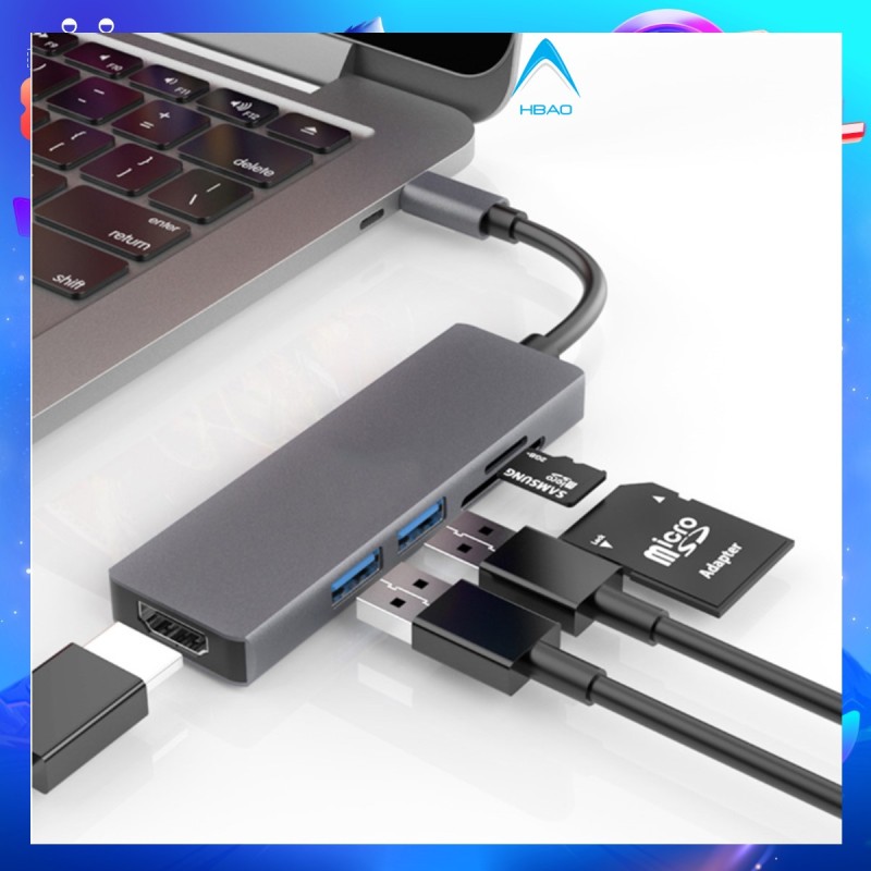 Hub chuyển đổi USB Type-C 5 Cổng HDMI/USB 3.0/SD/TF