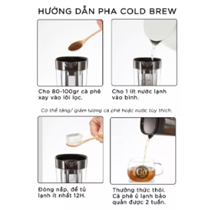 Bình pha cafe COLD BREW (cà phê ủ lạnh) nhựa nguyên sinh ABS 1.1L AHAHOME