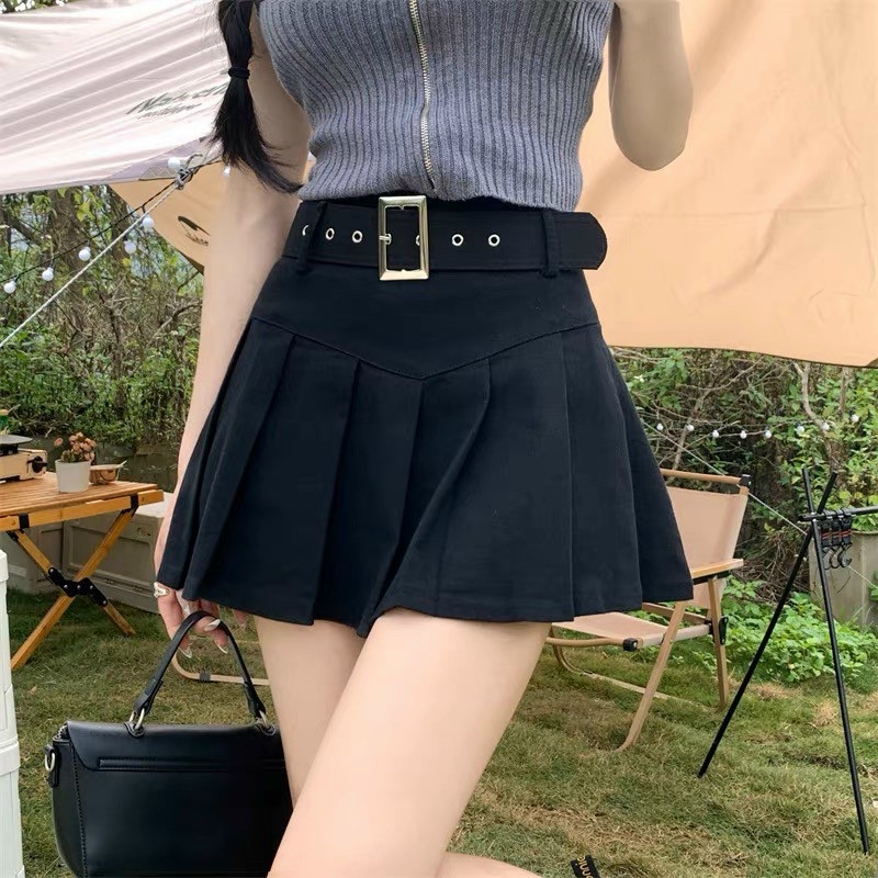 CHÂN VÁY KÈM DÂY NỊT CÓ QUẦN BÊN TRONG CHẤT KAKI CỰC HOT 3 SIZE 45-60KG TÙY CHIỀU CAO