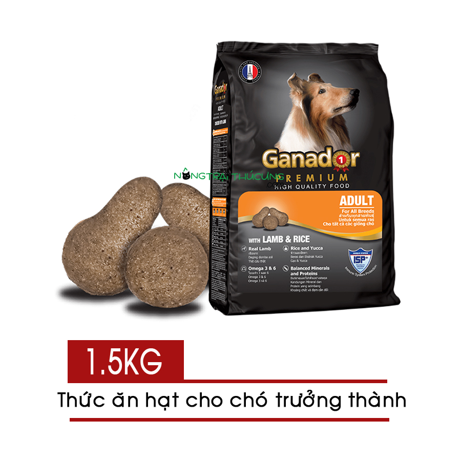 Thức Ăn Hạt Cho Chó Lớn Ganador Adult 1.5Kg Vị Cừu Gạo - [Nông Trại Thú Cưng]
