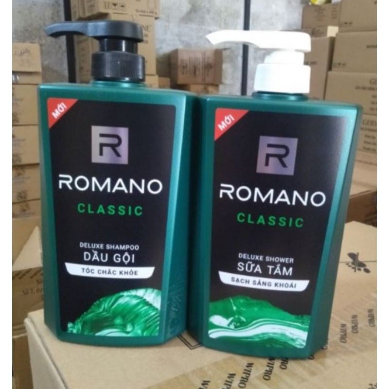 Combo Dầu Gội, Sữa Tắm Romano Classic 650g