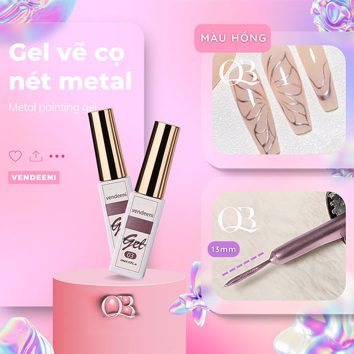 Gel vẽ cọ nét metal (gel vẽ nét tráng gương) Vendeeni 10ml (cần hơ đèn)