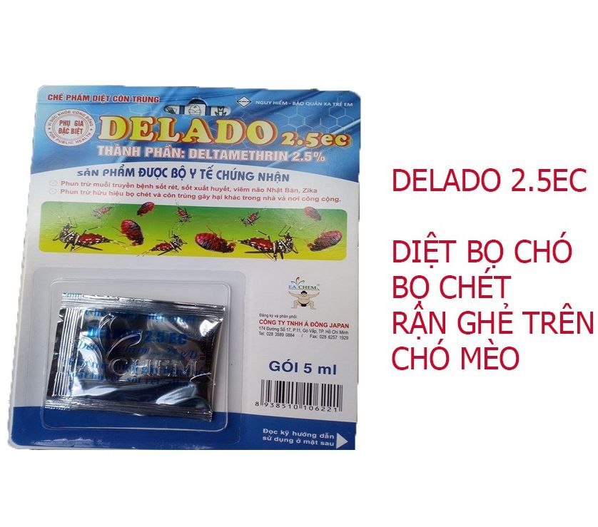 [Hoàn Tiền 10%] Thuốc diệt bọ chét Delado 2.5ec diệt chấy rận kí sinh trên vật nuôi chất diệt ve bọ chét hiệu quả