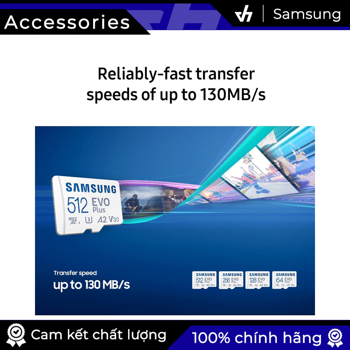 Thẻ nhớ MicroSD 128GB Samsung Evo Plus Class 10 Max 100MB/s