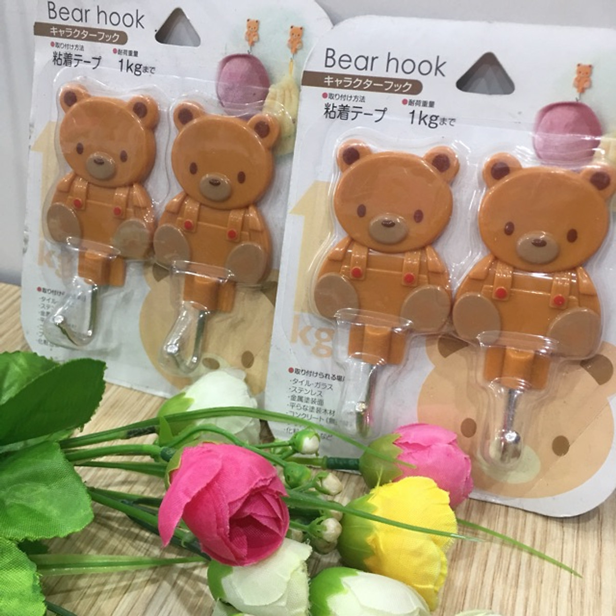 Set 2 móc dán hình gấu BEAR HOOK hàng nội địa Nhật Bản