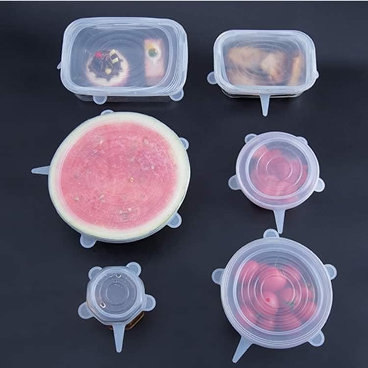 Sét 6 miếng silicone bọc thực phẩm co giãn, nắp bọc bát bảo vệ thực phẩm