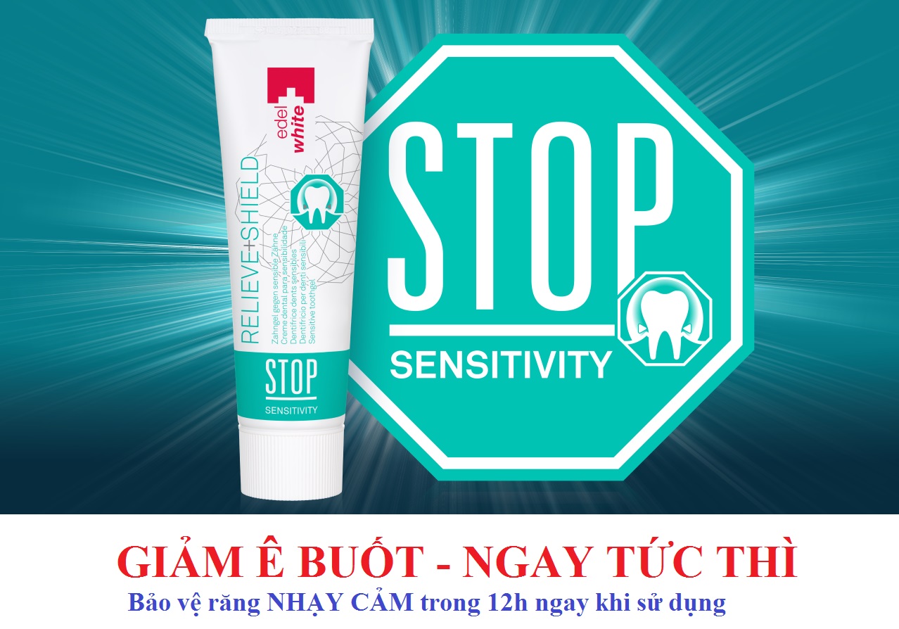 Kem đánh răng cho răng nhạy cảm STOP Sensitivity edelwhite cao cấp Thụy Sĩ