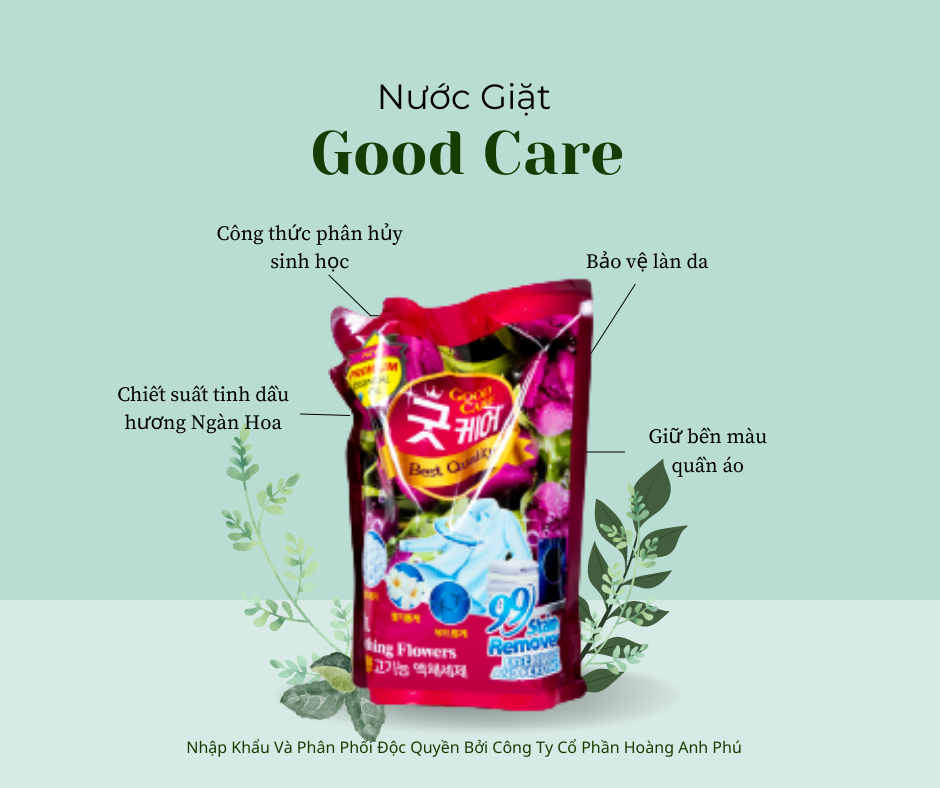 Nước giặt Good Care 1,8L (Hương hoa hồng, Lavender, Ngàn hoa)