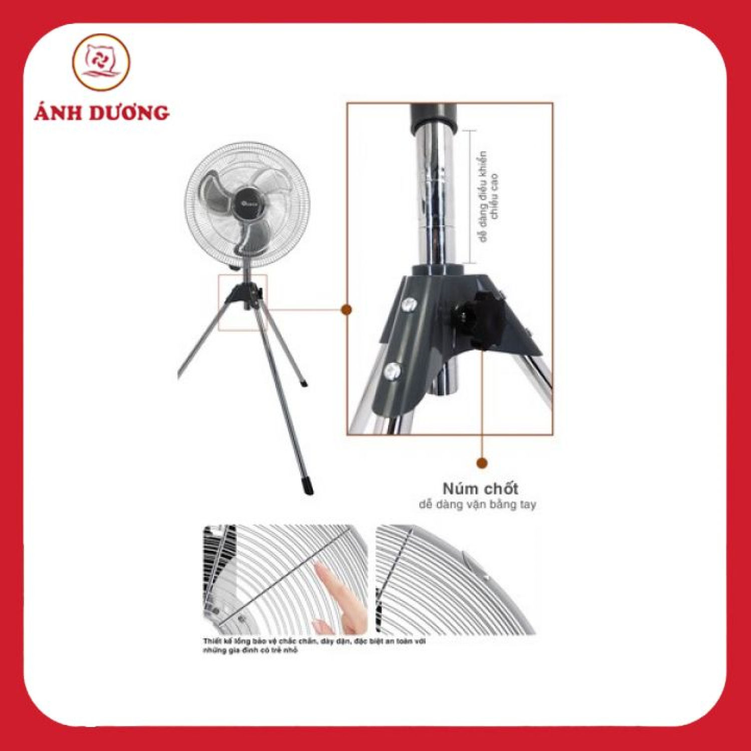 Quạt công nghiệp SOWUN SW 823, chất liệu nhôm bền nhẹ, quạt 3 cánh, vận hành êm ái