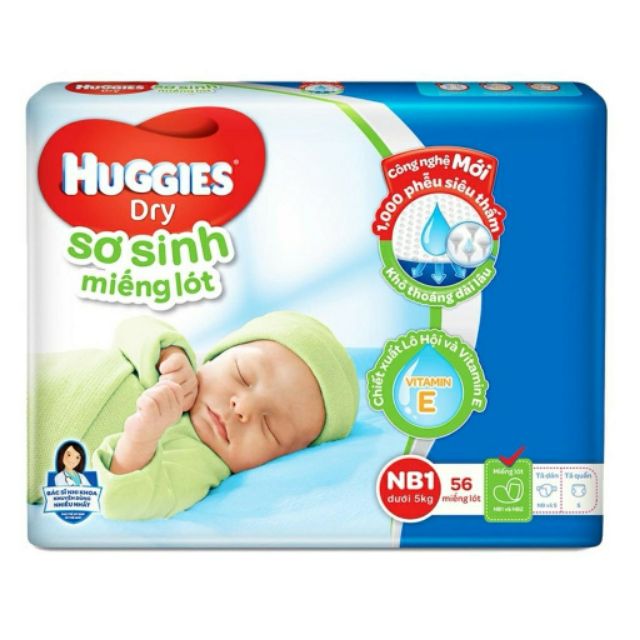 Miếng lót sơ sinh Huggies Newborn 1 64+6 miếng