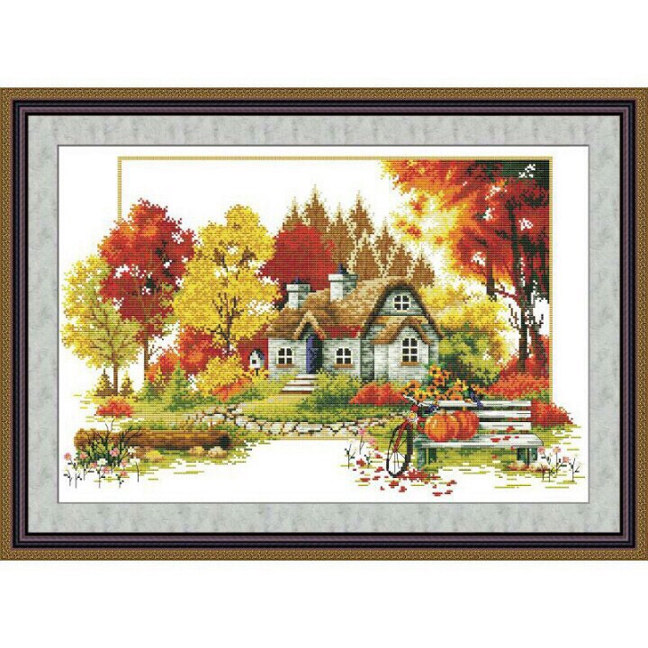 [HCM]Tranh thêu chữ thập Ngôi nhà hạnh phúc F226 73x51cm chưa thêu