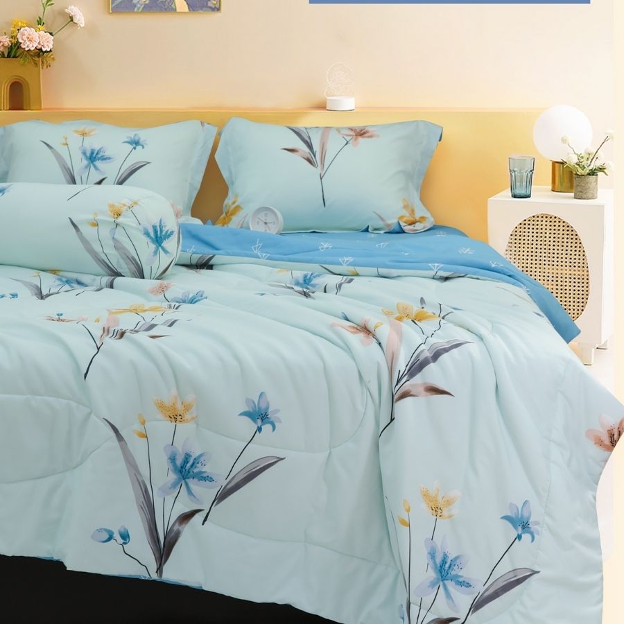 Stefani 5-piece set bed sheet with quilt cover-st200051-m x 2m cotton bedding set, 1m8x2m