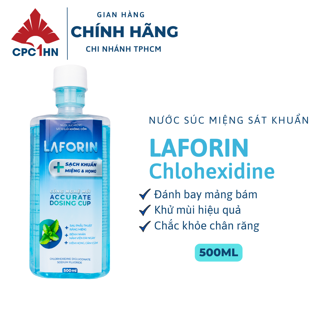 Nước súc miệng sát khuẩn LAFORIN, chai 500ml (LAFORIN - Antibacterial Mouthwash, 500ml bottle)
