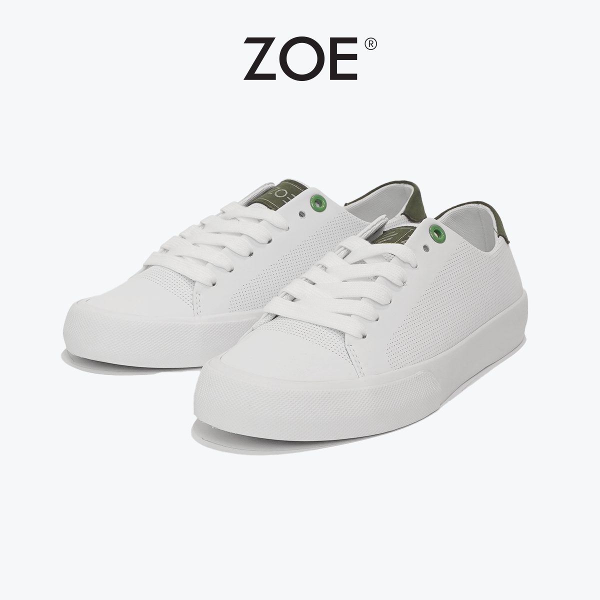 Giày Canvas Trắng Matcha ZOE (Giày Thể Thao Trắng MF Xanh - SK012) | Zoe Official