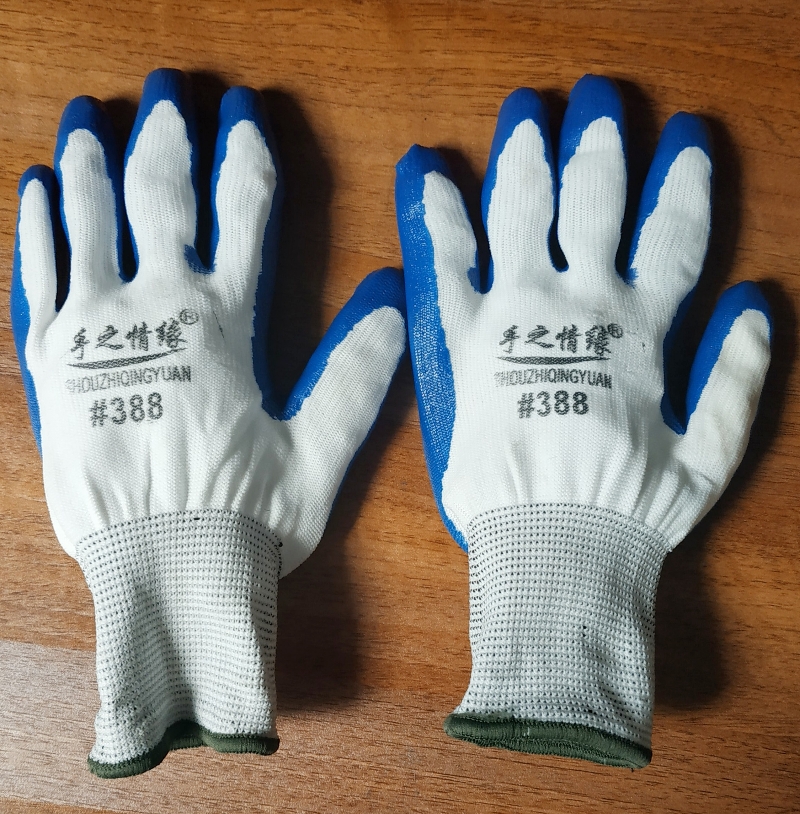 Combo 12 đôi găng tay bảo hộ lao động phủ sơn màu xanh 229