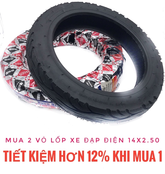 Set of 2 electric bicycle tyre 14x2.50