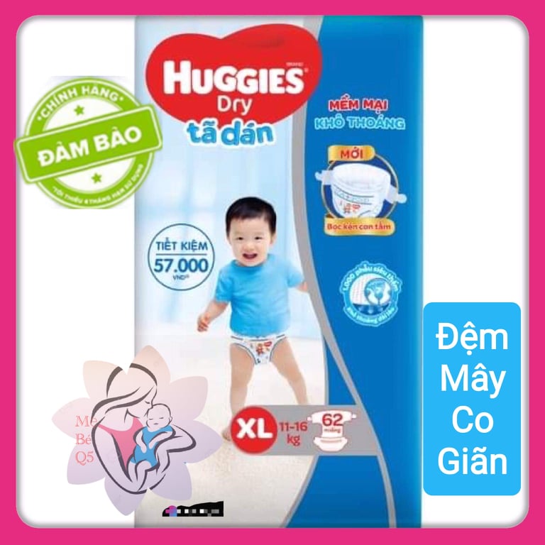 **SALE TRI ÂN**TÃ DÁN HUGGIES SIZE XL62 MIẾNG