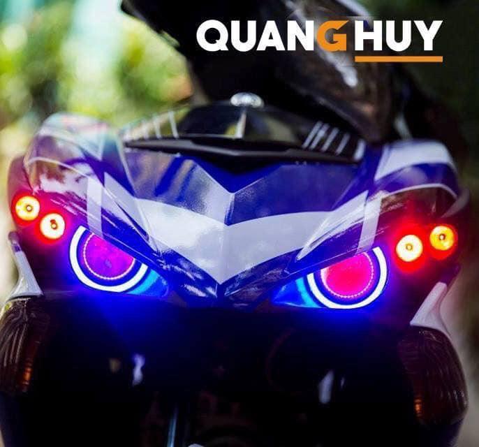 BỘ ĐÈN MẮT CÚ ANGLE EYES MẮT XANH - EXCITER 150 - TẶNG CÔNG TẮc (1 BỘ ĐỦ ĐÈN 2 BÓNG U7 MẮT XANH + 4 XINHAN CÚC ÁO ĐỎ)