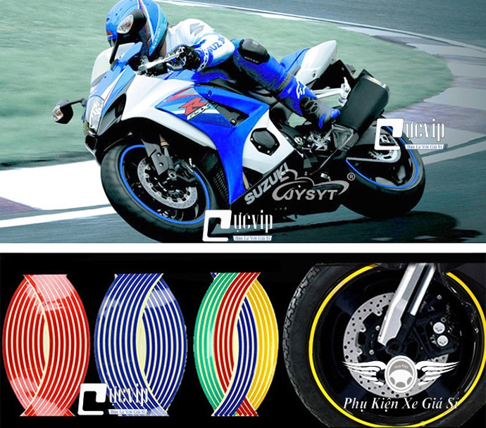 [HCM]Bộ Tem Dán Vành (Niềng) Xe Phản Quang Cao Cấp (2 Bánh)MS3151