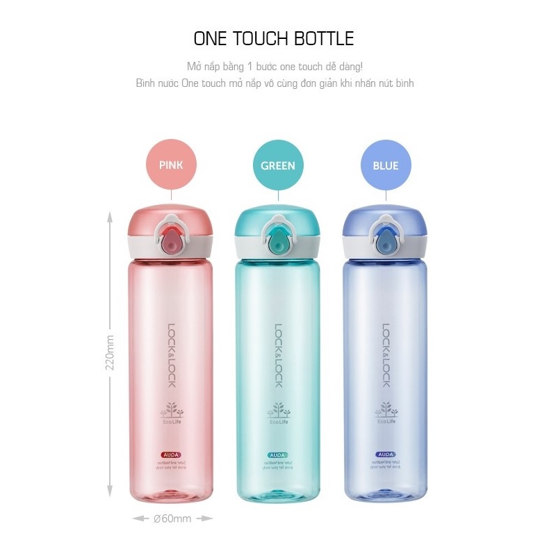 [HCM]Bình nước nhựa Tritan Lock&Lock One Touch Bottle 500ml ABF645