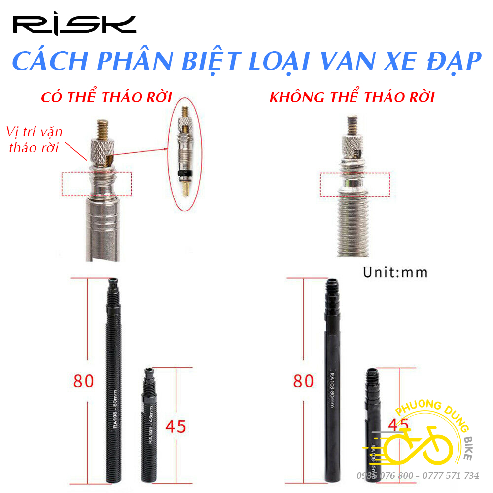 Bộ 2 đầu nối van ruồi Xe Đạp - van Pháp RISK