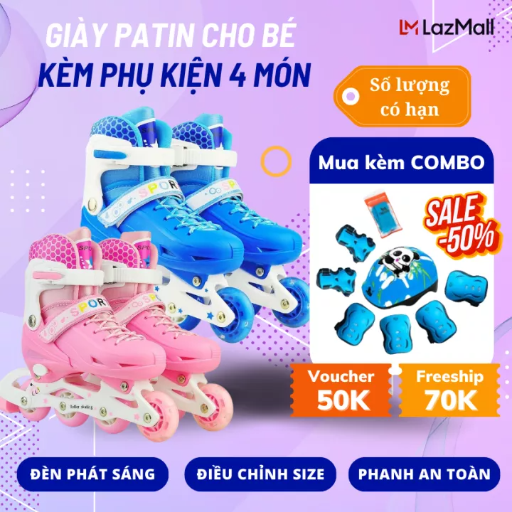 Giày trượt Patin Cougar cao cấp CHÍNH HÃNG có đèn 835LSG thể thao nhiều