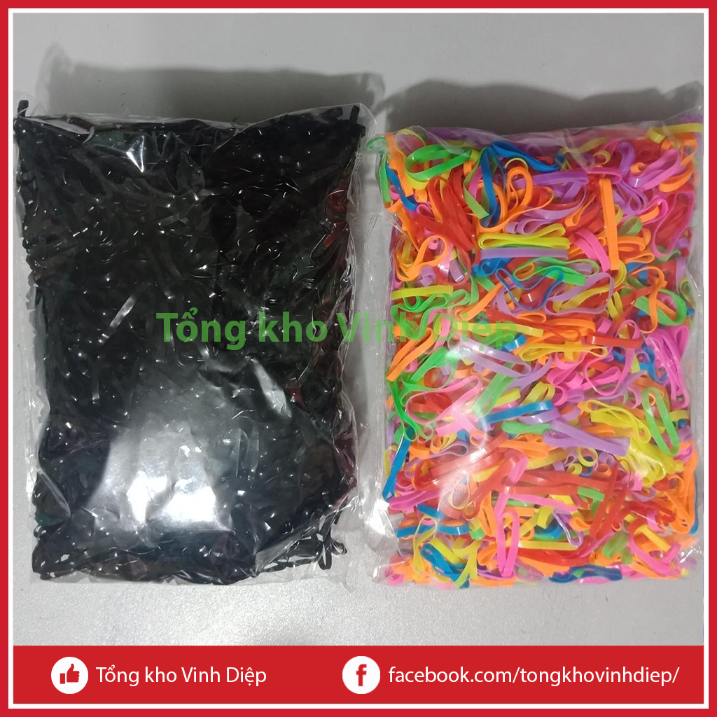 Gói 100g Chun buộc tóc đen, nhiều màu
