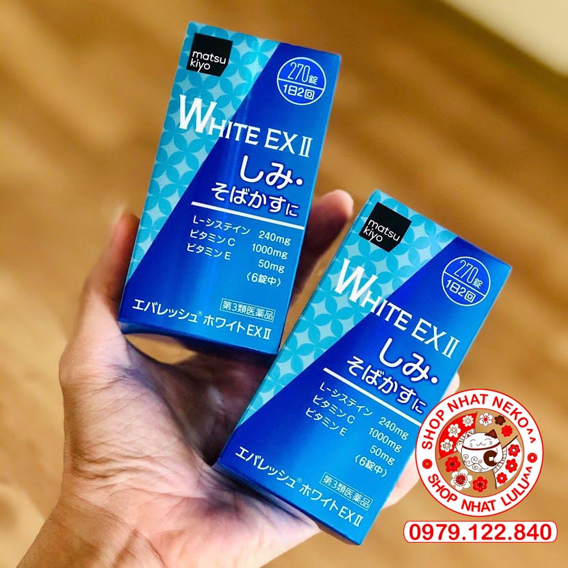 Viên uống trắng da, mờ nám WHITE EX II matsukiyo Nhật bản 270 viên mẫu mới