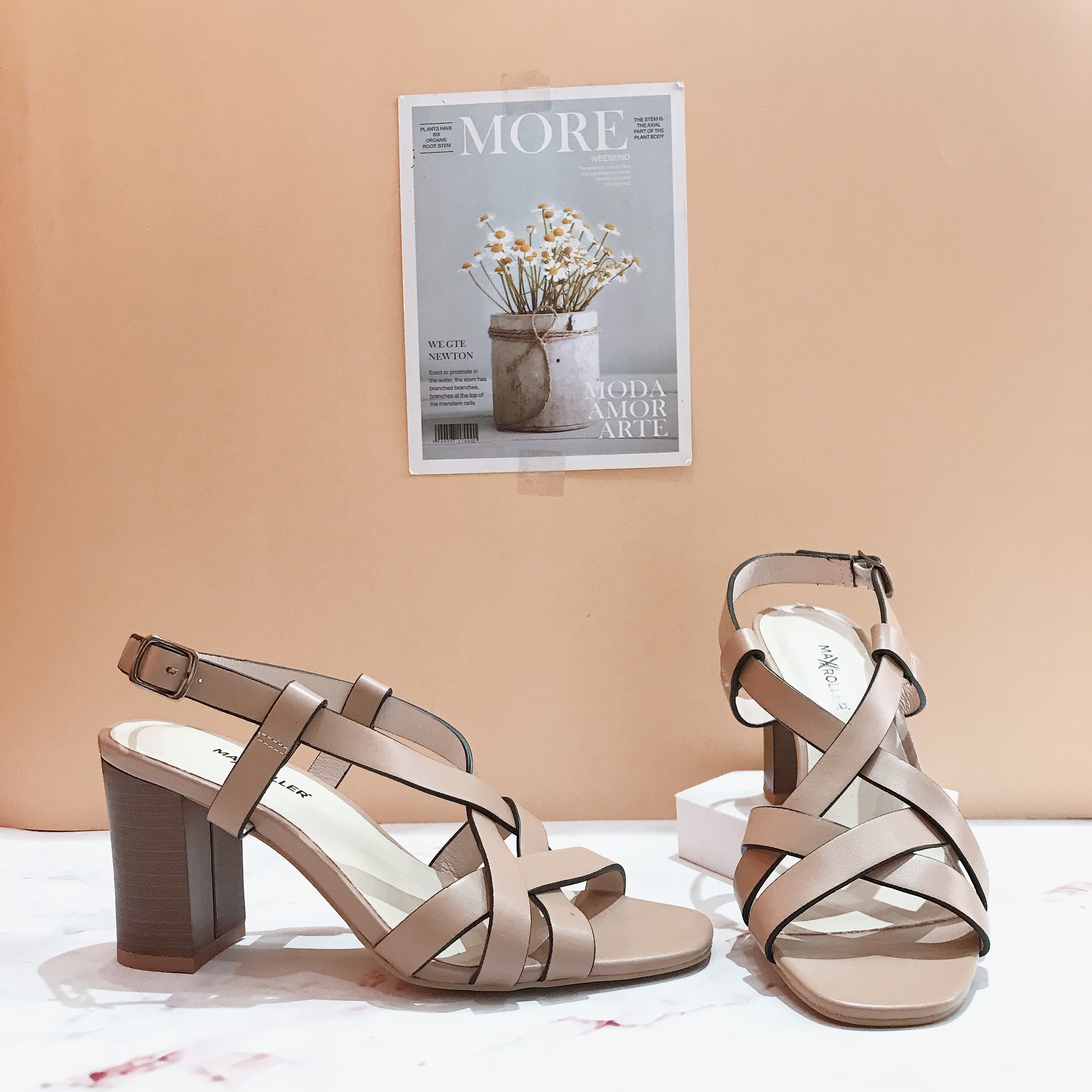 Sandal nữ 7cm gót vuông da thật Maxroller siêu êm (sandal da bò Ý xuất Nhật, ảnh và video của shop)