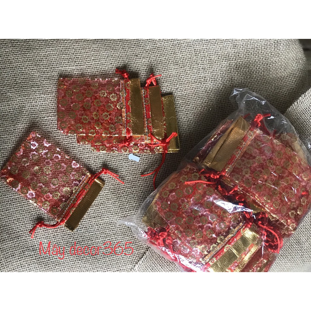 Túi lộc đỏ đựng gạo muối, trang trí tết