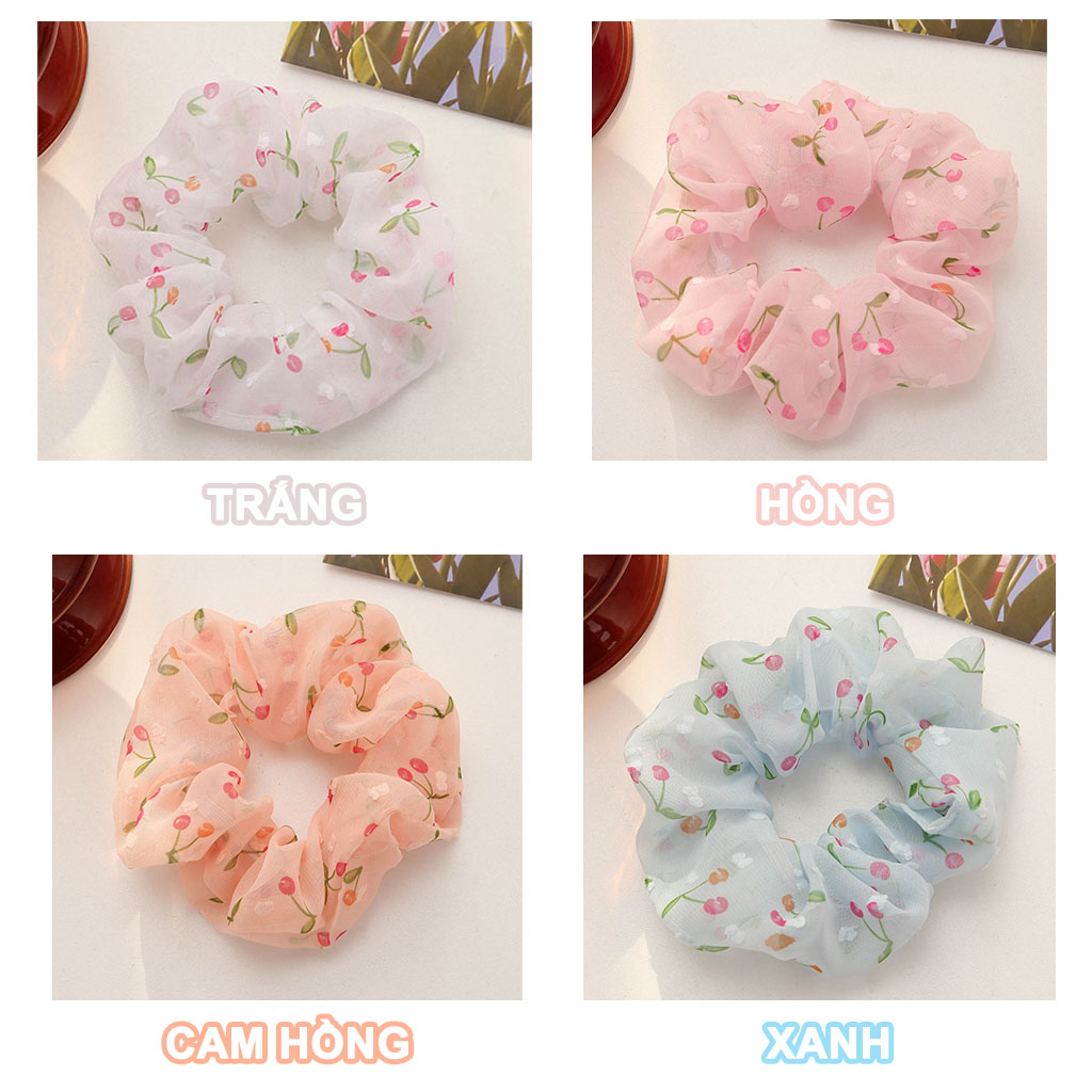Cột tóc vải Scrunchies quả Anh Đào CT59