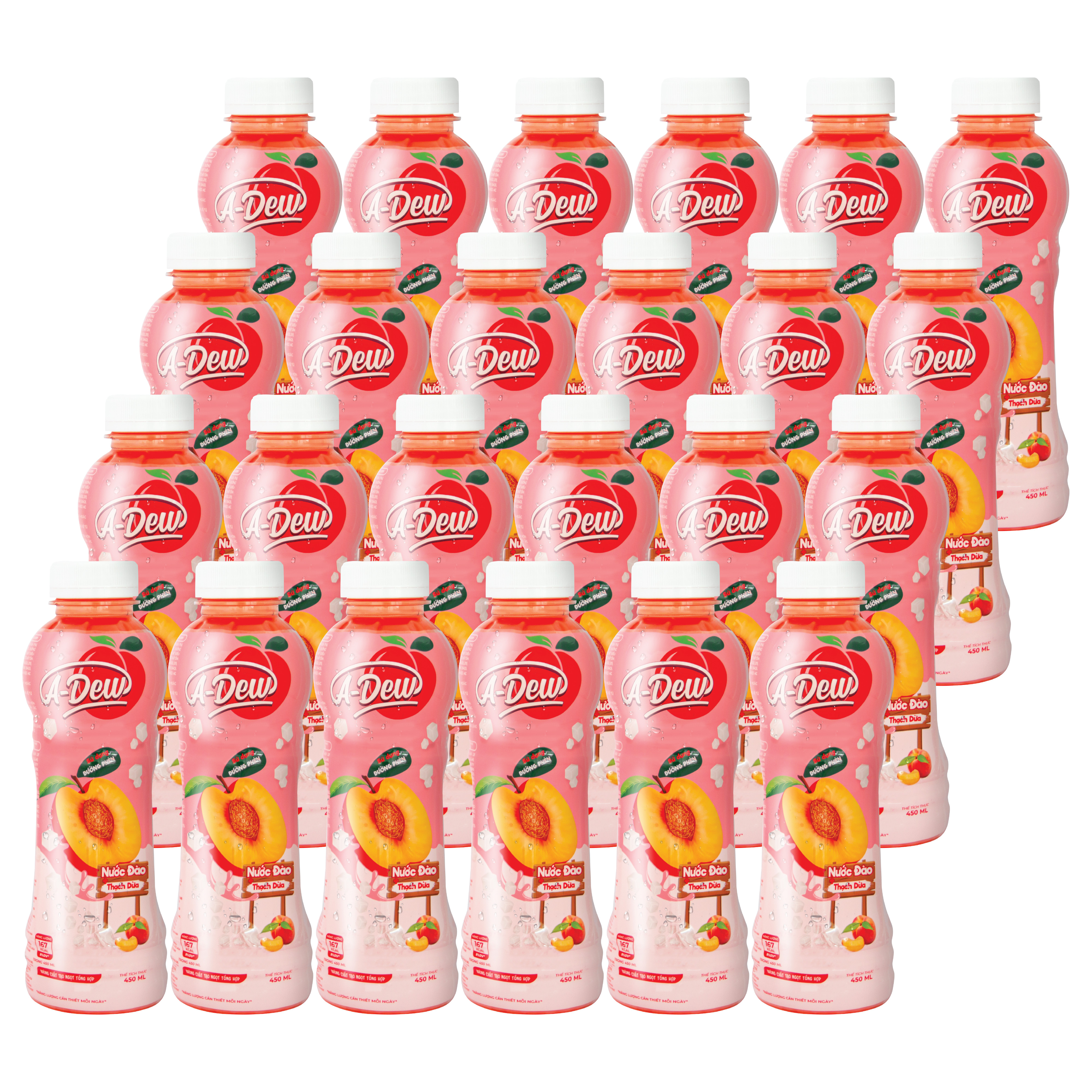Nước Trái Cây Đào Thạch Dừa A-Dew 450ml - Thùng 24 Chai