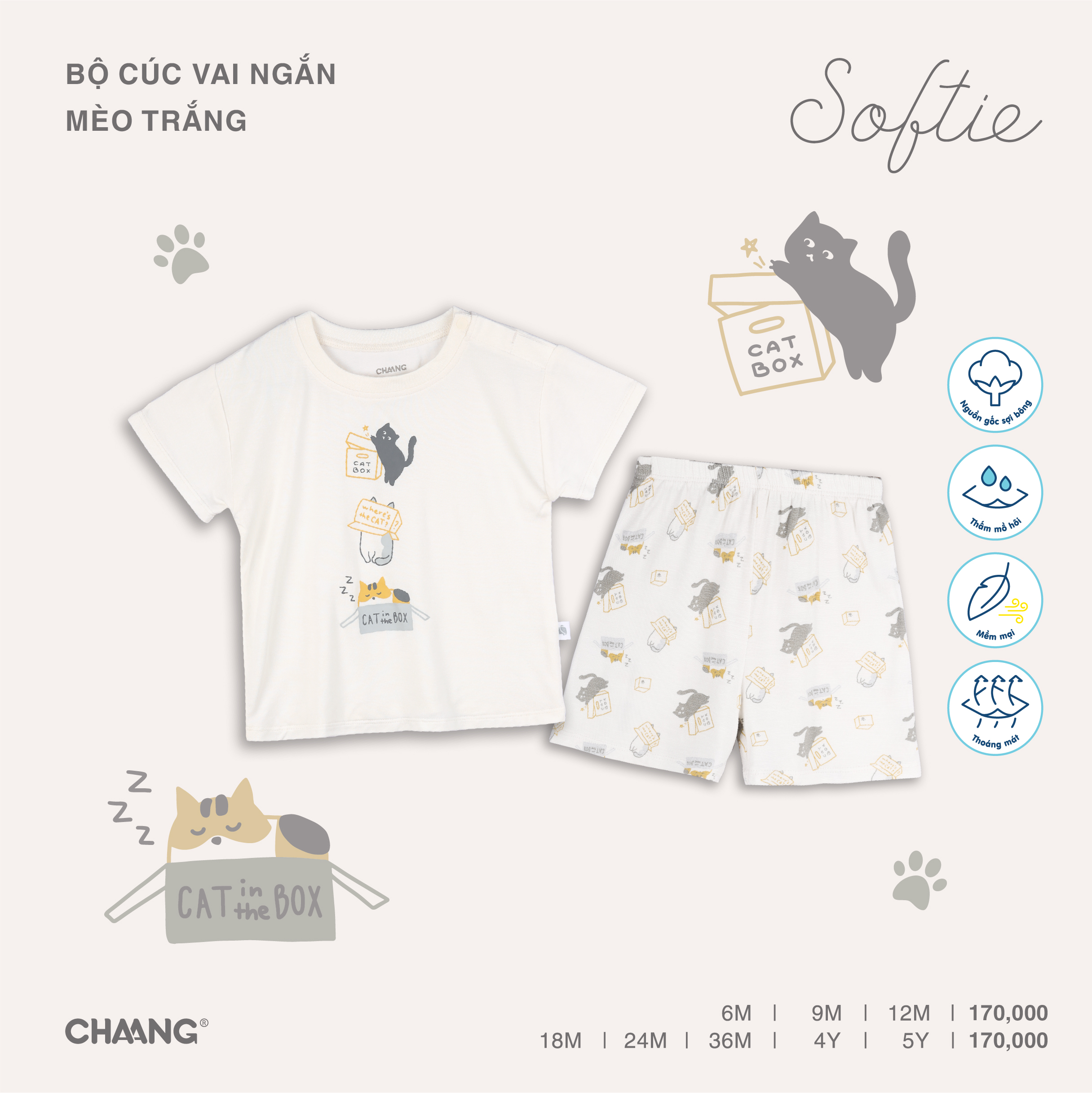 Bộ cộc cúc vai ngắn Mèo Chaang