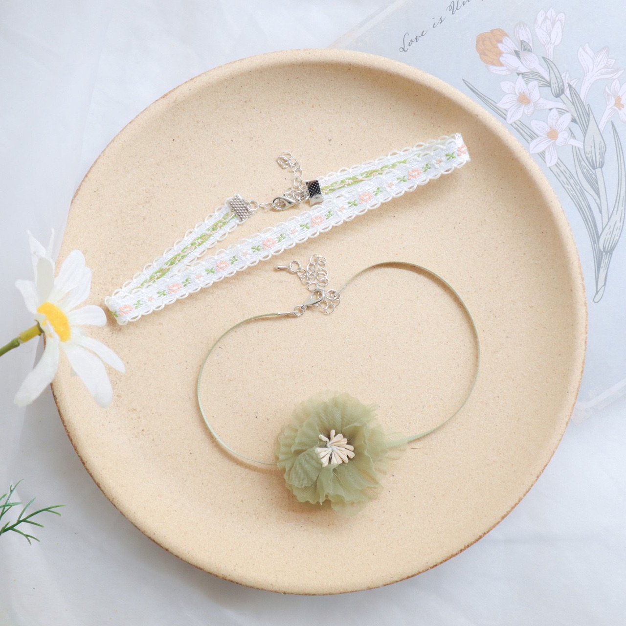 Set 2 dây choker xanh siêu xinh