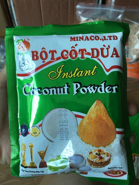 Bột cốt dừa gói 50g thơm ngon, tiện lợi (Combo 3 gói)