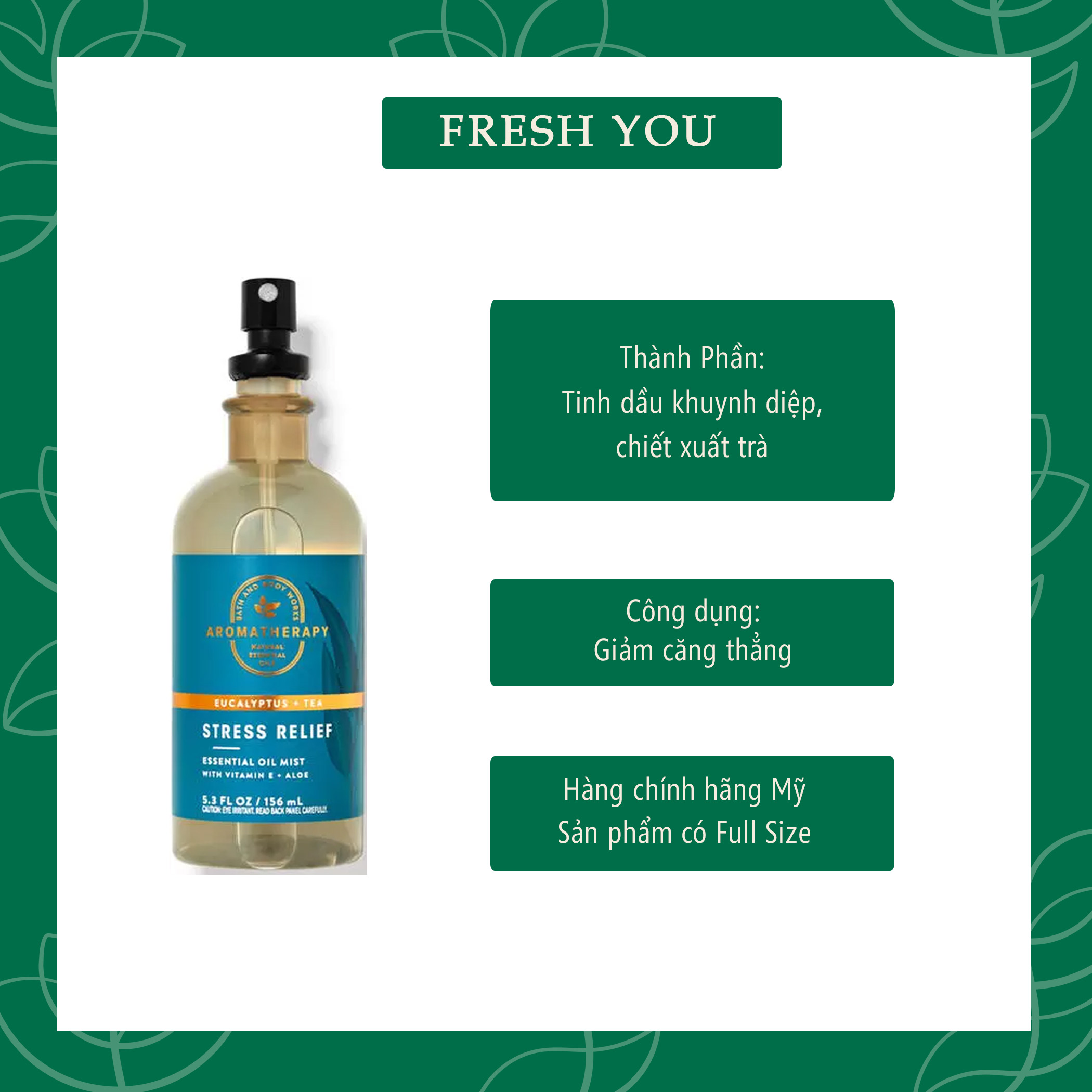 (Aromatherapy) Xịt thơm toàn thân body mist Bath & Body Works