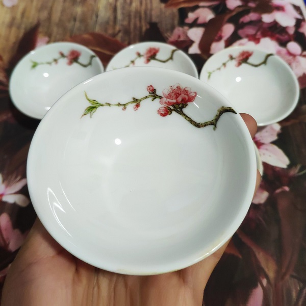 Chén nước chấm sứ Minh Long hoa đào - chén nước chấm sứ minh long