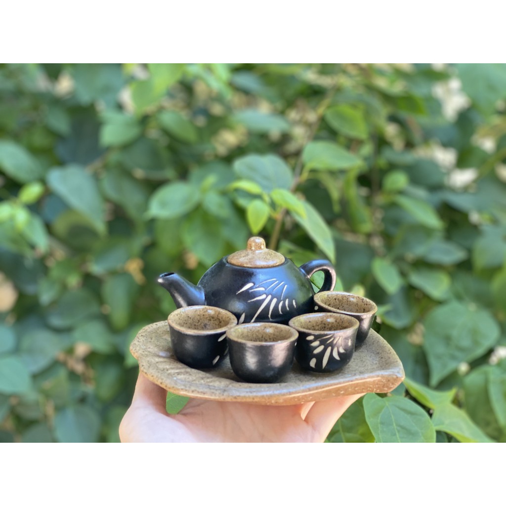 Bộ ấm chén mini thờ cúng trưng bày ấm chén hạt mít pha trà sen bát tràng, nhiều mẫu lựa chọn