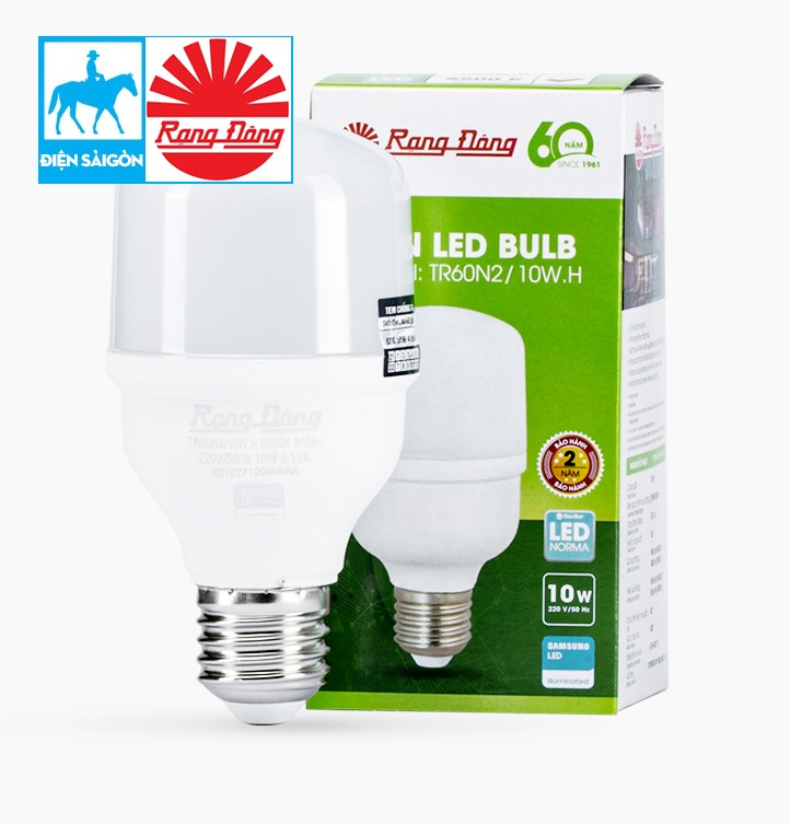 Bộ 2 Bóng đèn led bulb trụ 20W RẠNG ĐÔNG Chip LED Samsung Áng Sáng Trắng