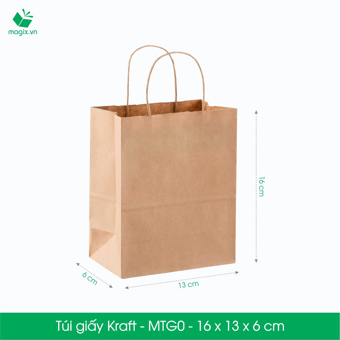 Mtg0 mtg0t - 16x13x6cm - combo 100 túi giấy kraft nhật cao cấp