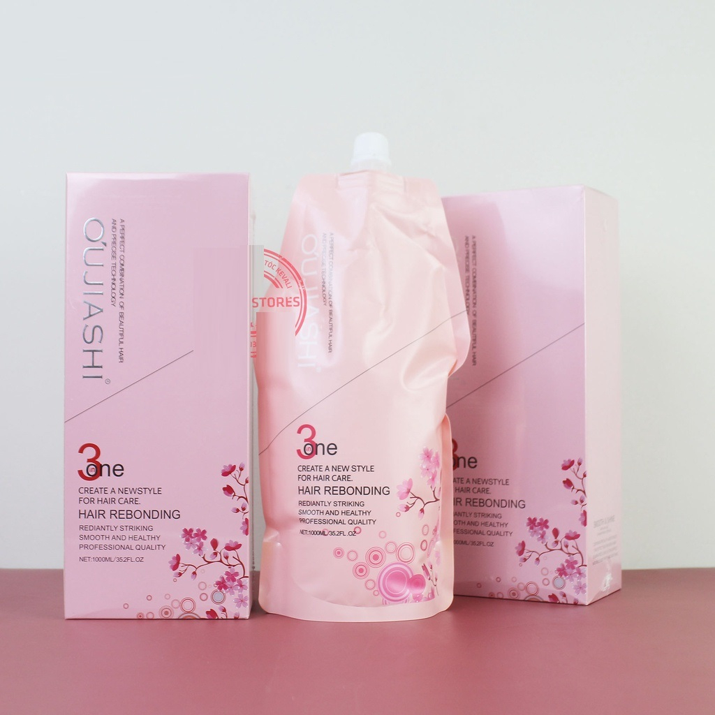 Kem duỗi ép tóc hoa anh đào oujiashi 3 in 1 túi 1000ml 1 lần ép side tóc nam không cần dùng dập định hình lần 2 - kvhad1