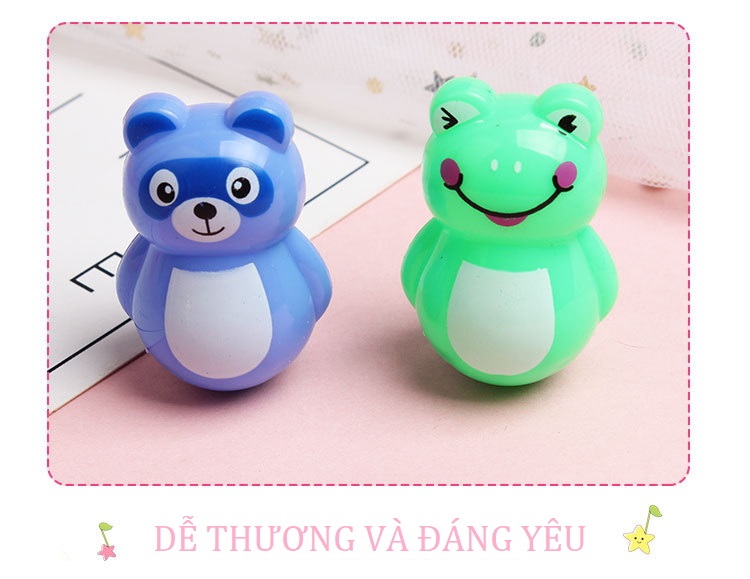 [HCM]Combo 4 Chú Lật Đật Hoạt Hình Mini Size Nhỏ Cho Bé Cầm Chơi