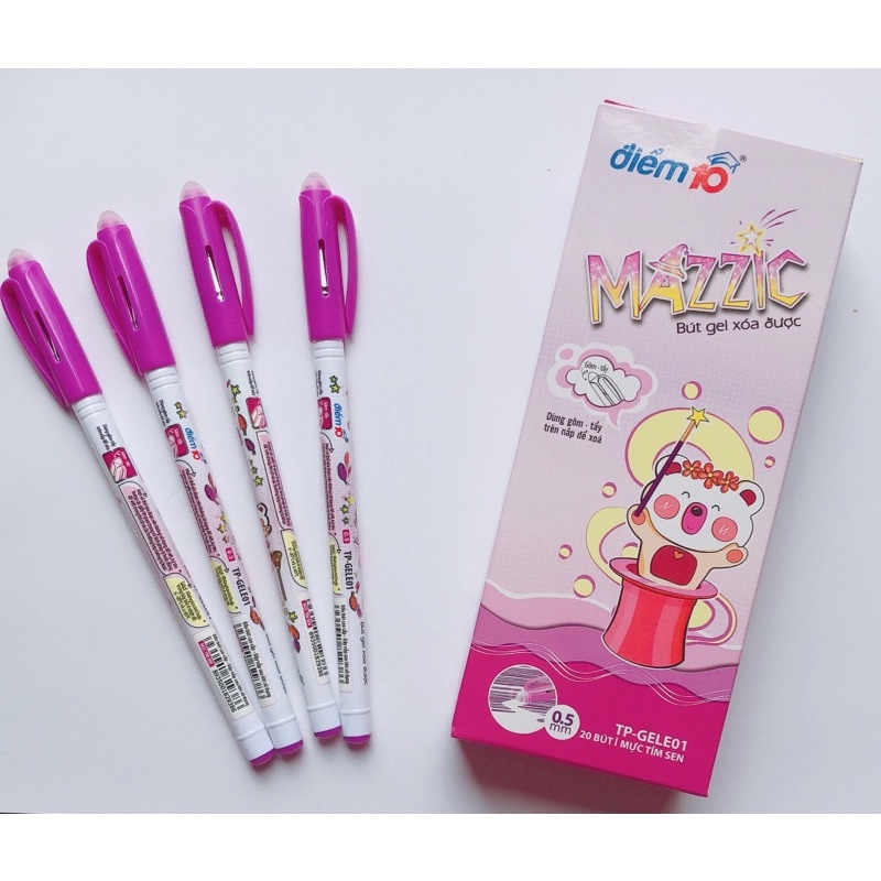 Bút gel xóa được mazzic thiên long tp- gele01 mực tím, xanh