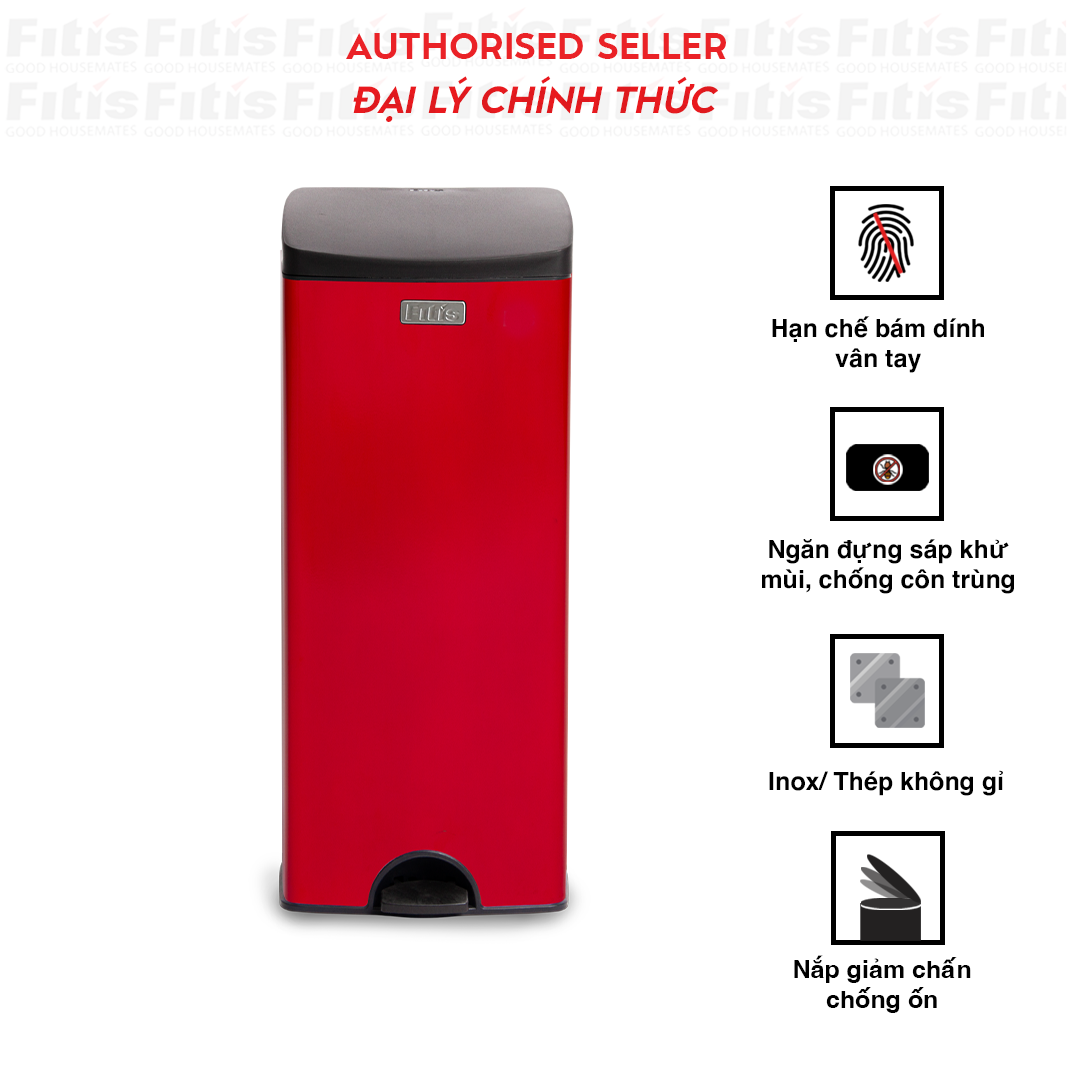 Thùng rác Fitis Premium - Đạp vuông lớn - 22L