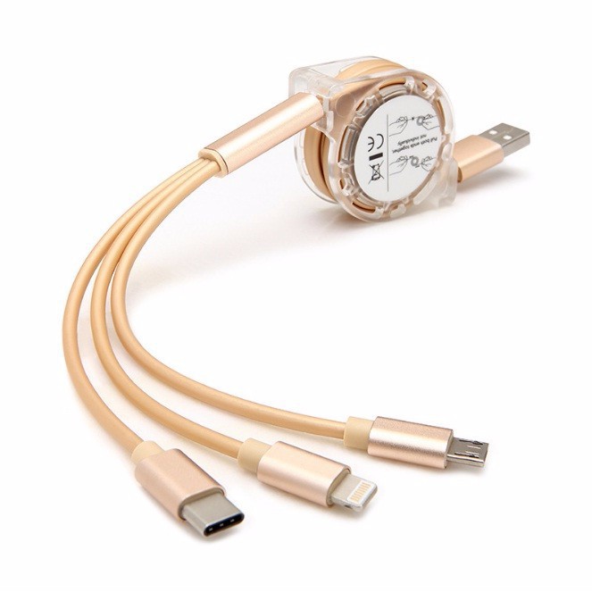[HCM]Dây Sạc Rút 3 Đầu Lightning Type C Và Micro USB