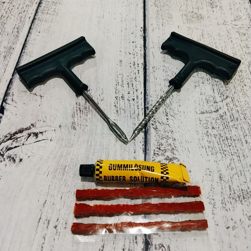 Bộ keo và cây giá lụi dành cho xe sử dụng vỏ không ruột(săm xe máy ) Tặng kèm keo và 3 cây cao su vá