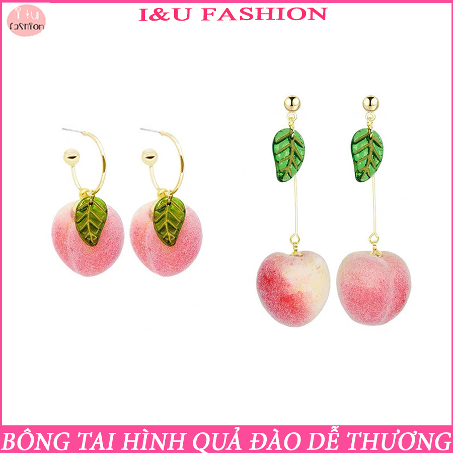 Bông tai khuyên tai nữ hình trái đào siêu xinh yêu thời trang phong cách với 2 kiểu ngắn và dài dễ thương ( Có chọn mẫu ) KT-88