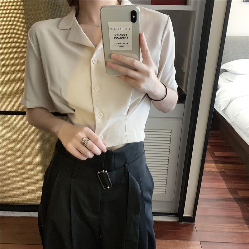 [KÈM VIDEO] Áo Sơ Mi Nữ Cao Cấp Tay Ngắn Dáng Croptop Cổ Ve Kiểu Dáng Trẻ Trung Thời Trang Mixx TOP NU 010V2